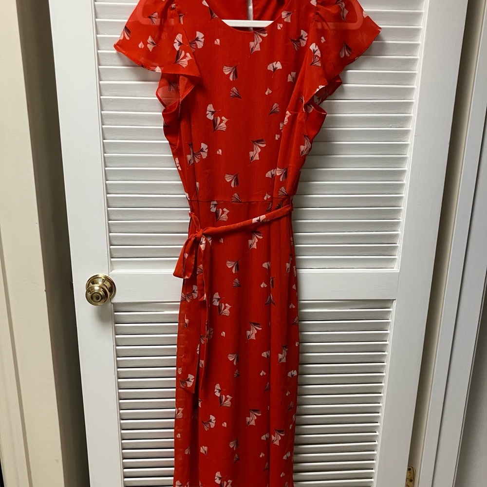 Banana Republic Orange Floral midi Dress